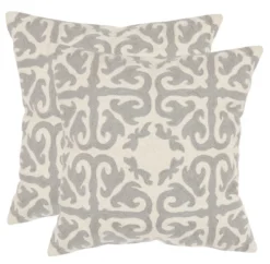 Moroccan Pillow (Set Of 2) - Light Grey - 18" X 18" - Safavieh