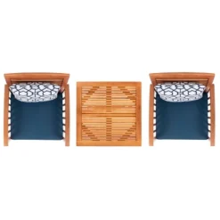 Pate 3pc Bistro Set - Natural/Navy - Safavieh -Safavieh Sales Store GUEST 16b86111 f9ac 4516 bc5e a46b4d897082