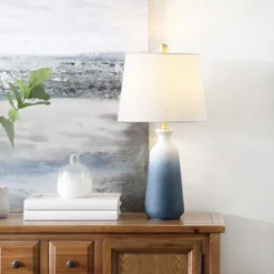 Narem Table Lamp - White/Blue - Safavieh -Safavieh Sales Store GUEST 2b49e2c6 8601 4062 bcdd fb11a97ca6cb
