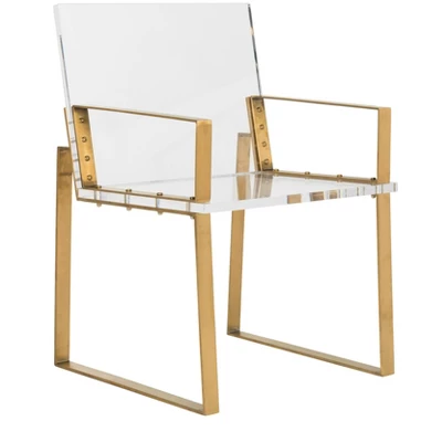 Langston Acrylic Arm Chair - Brass/Clear - Safavieh 4 Langston Acrylic Arm Chair - Brass/Clear - Safavieh - Image 2