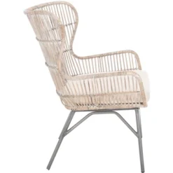 Lenu Rattan Accent Chair W/ Cushion - Grey White Wash/White/ Black - Safavieh -Safavieh Sales Store GUEST 344a440a 34a7 4573 a6ee 467a1deb4869