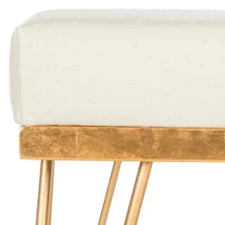 Jenine Faux Ostrich Square Bench - Cream/Gold - Safavieh -Safavieh Sales Store GUEST 3669ac2a 6c02 47dd 8a3e 6852da02bee5