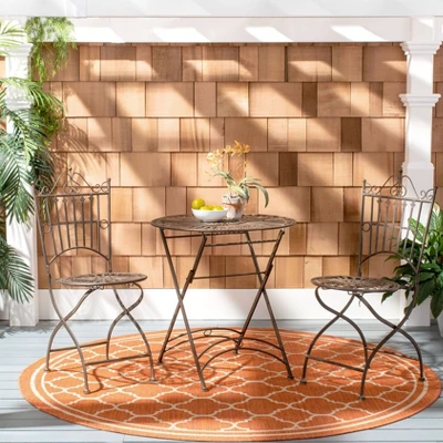 Belen 3pc Bistro Set - Black Rust - Safavieh 3 Belen 3pc Bistro Set - Black Rust - Safavieh