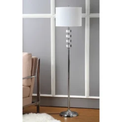 60" Lombard Street Floor Lamp Clear/Chrome (Includes CFL Light Bulb) - Safavieh