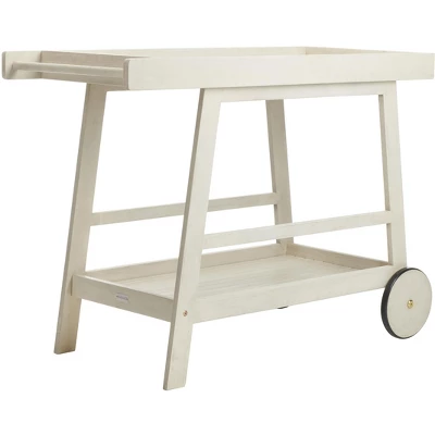 Renzo Indoor/Outdoor Bar Cart - Distressed White - Safavieh 5 Renzo Indoor/Outdoor Bar Cart - Distressed White - Safavieh - Image 3