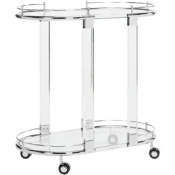 Lennon Acrylic Bar Trolley - Chrome - Safavieh -Safavieh Sales Store GUEST 4ca80c26 f28b 49d2 9bfb 36aeefc75ef7