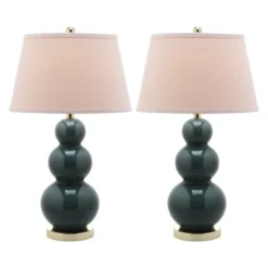 (Set Of 2) 28" Pamela Triple Gourd Ceramic Lamp Marine Blue (Includes CFL Light Bulb) - Safavieh -Safavieh Sales Store GUEST 627cf649 ad91 4c52 9e26 547dd47d3138