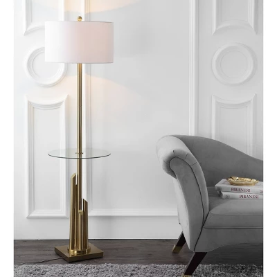 61" Ambrosio Floor Lamp Side Table Brass/Gold (Includes CFL Light Bulb) - Safavieh 4 61" Ambrosio Floor Lamp Side Table Brass/Gold (Includes CFL Light Bulb) - Safavieh - Image 2