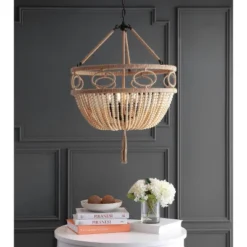 Whitley Pendant Brown Wooden Finish/Dark Gray - Safavieh -Safavieh Sales Store GUEST 69140ec6 5255 44c6 80f3 e7891a0feb69
