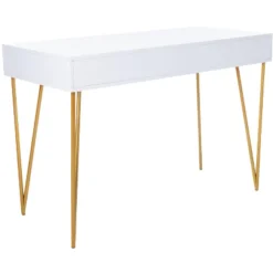 Pine Two Drawer Desk - White/Gold - Safavieh -Safavieh Sales Store GUEST 69294fc5 aab9 441a 8f39 d109e55ac694