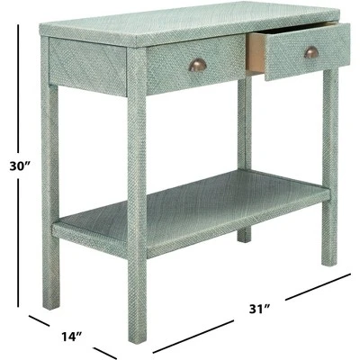 Asa 2 Drawer 1 Shelf Console Table - Turquoise/Antique Gold - Safavieh 8 Asa 2 Drawer 1 Shelf Console Table - Turquoise/Antique Gold - Safavieh - Image 6