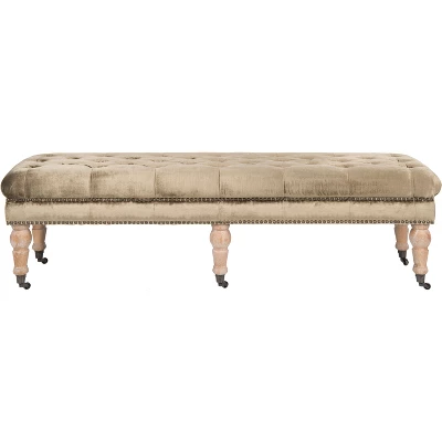Barney Tufted Bench W/ Brass Nail Heads - Safavieh 9 Barney Tufted Bench W/ Brass Nail Heads - Safavieh - Image 7