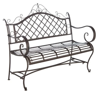 Abner Wrought Iron 45.75 Inch W Outdoor Garden Bench - Safavieh 4 Abner Wrought Iron 45.75 Inch W Outdoor Garden Bench - Safavieh - Image 2