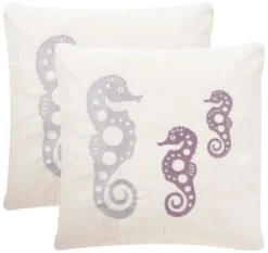 Tropical Oreas (Set Of 2) - Cream/Purple - 20" X 20" - Safavieh