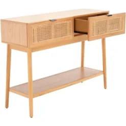 Baisley 2 Drawer Rattan Console Table - Natural - Safavieh -Safavieh Sales Store GUEST 794ef012 7e23 47c9 96e5 95e33f7331f2