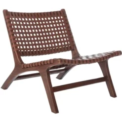Luna Leather Woven Accent Chair - Safavieh -Safavieh Sales Store GUEST 81651aad d736 4e62 8248 483d71f0fca2