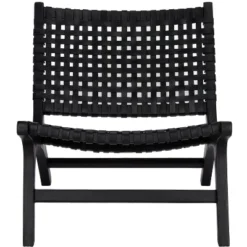 Luna Leather Woven Accent Chair - Safavieh -Safavieh Sales Store GUEST 835675f3 0efd 4389 adc6 08d83be076d2