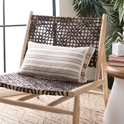 Darlon Pillow - Beige/White - 12" X 20" - Safavieh 3 Darlon Pillow - Beige/White - 12" X 20" - Safavieh