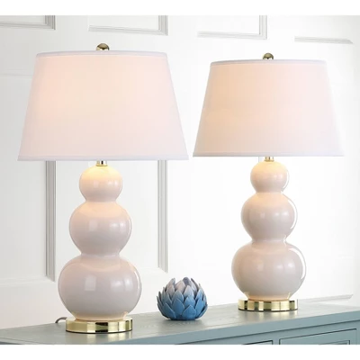 Set Of 2 Pamela Triple Gourd Lamp (Includes LED Light Bulb) Light Gray - Safavieh 5 Set Of 2 Pamela Triple Gourd Lamp (Includes LED Light Bulb) Light Gray - Safavieh - Image 3