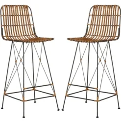 Minerva Wicker Bar Stool (Set Of 2) - Safavieh -Safavieh Sales Store GUEST 96a3f7fd 5358 4b07 a55c 456344ddb19b