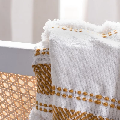Polli Throw Blanket - Mustard Yellow/Beige - 50" X 60" - Safavieh 4 Polli Throw Blanket - Mustard Yellow/Beige - 50" X 60" - Safavieh - Image 2