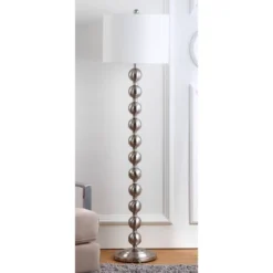 58.5" Reflections Stacked Ball Floor Lamp (Includes LED Light Bulb) Nickel - Safavieh