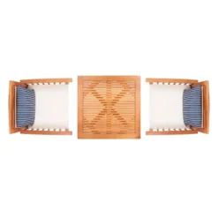 Pate 3pc Bistro Set - Natural/Beige/Navy - Safavieh -Safavieh Sales Store GUEST a240f688 3d68 4f47 8769 8f38241de8e8