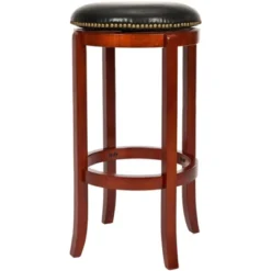 Ellwood Swivel Counter Stool - Light Cherry/Black - Safavieh