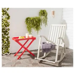 Lugano Wood Patio Rocking Chair - White - Safavieh -Safavieh Sales Store GUEST a4e5cc84 9220 46cc a506 a015feeaae9a