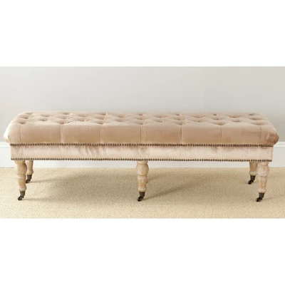 Barney Tufted Bench W/ Brass Nail Heads - Safavieh 3 Barney Tufted Bench W/ Brass Nail Heads - Safavieh