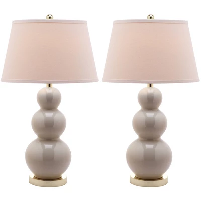 Set Of 2 Pamela Triple Gourd Lamp (Includes LED Light Bulb) Light Gray - Safavieh 4 Set Of 2 Pamela Triple Gourd Lamp (Includes LED Light Bulb) Light Gray - Safavieh - Image 2