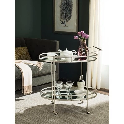 Dante Bar Cart - Silver/Mirror - Safavieh 3 Dante Bar Cart - Silver/Mirror - Safavieh