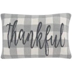 Be Thankful Pillow - Dark Grey/Lightt Grey/Natural - 16"x24'' - Safavieh