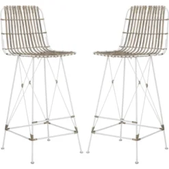 Minerva Wicker Bar Stool (Set Of 2) - Safavieh -Safavieh Sales Store GUEST bbd59186 b591 45a1 99a6 872b17d48758