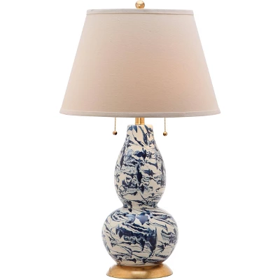 Set Of 2 Color Swirls Glass Table Lamps (Includes LED Light Bulb) Navy/White - Safavieh 4 Set Of 2 Color Swirls Glass Table Lamps (Includes LED Light Bulb) Navy/White - Safavieh - Image 2