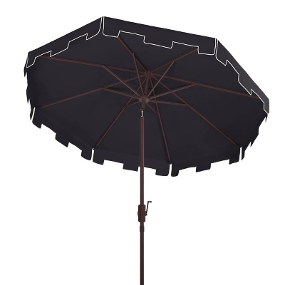 10.8' Round Zimmerman Market Umbrella Navy/White - Safavieh 4 10.8' Round Zimmerman Market Umbrella Navy/White - Safavieh - Image 2