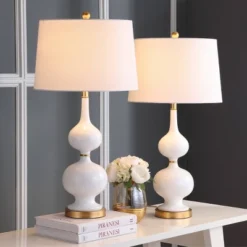Set Of 2 Myla Table Lamp (Includes LED Light Bulb) White/Gold Leaf - Safavieh 7 Set Of 2 Myla Table Lamp (Includes LED Light Bulb) White/Gold Leaf - Safavieh -Safavieh Sales Store GUEST cc7cdf4a 78f8 4637 8c10 a916f5e40256