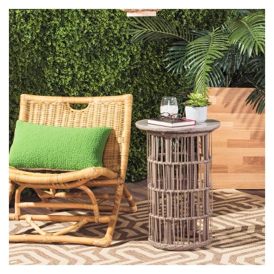 Fane Modern Concrete Round Side Table - Dark Gray - Safavieh 3 Fane Modern Concrete Round Side Table - Dark Gray - Safavieh