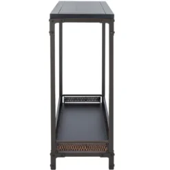 Dinesh Console With Storage Shelf - Black/Dark Walnut - Safavieh -Safavieh Sales Store GUEST ce3fd006 c16d 460a 979e d23bb1b8e7de