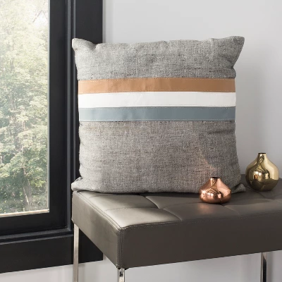 Kent Cowhide Pillow - Grey/White/Beiger - 20" X 20" - Safavieh 3 Kent Cowhide Pillow - Grey/White/Beiger - 20" X 20" - Safavieh