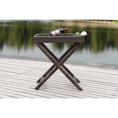 Bardia Patio Folding Tray Table - Safavieh 3 Bardia Patio Folding Tray Table - Safavieh