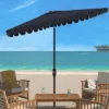 9.8' X 6.6' Rectangular Venice Crank Umbrella Navy/White - Safavieh