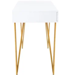 Pine Two Drawer Desk - White/Gold - Safavieh -Safavieh Sales Store GUEST d616d9ec a2ff 4f1e 86e0 ee99207972f2