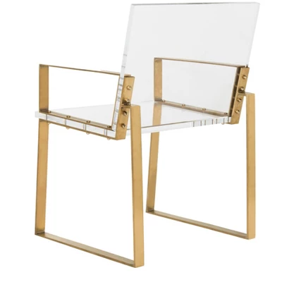Langston Acrylic Arm Chair - Brass/Clear - Safavieh 7 Langston Acrylic Arm Chair - Brass/Clear - Safavieh - Image 5