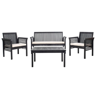 Carson 4pc Outdoor Set - Black/White - Safavieh 3 Carson 4pc Outdoor Set - Black/White - Safavieh