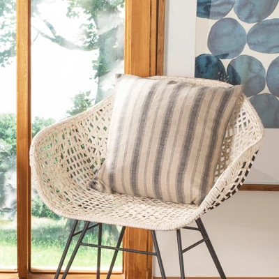 Varina Pillow - Blue/Natural - 16" X 16" - Safavieh 3 Varina Pillow - Blue/Natural - 16" X 16" - Safavieh