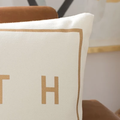 Faith Pillow - Beige/Gold - 18" X 18" - Safavieh 4 Faith Pillow - Beige/Gold - 18" X 18" - Safavieh - Image 2