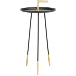 Delia Handle Side Table - Black/Gold - Safavieh -Safavieh Sales Store GUEST e00fa388 c3fe 456d b0bc c7d788c23b08