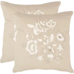 April Pillow (Set Of 2) - Beige - 18" X 18" - Safavieh