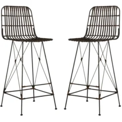Minerva Wicker Bar Stool (Set Of 2) - Safavieh -Safavieh Sales Store GUEST f165ad82 1378 4df5 a64d ee5f3c1f3bd0